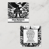 Bald Eagle American Flag Patriotic Business Card Quadratische Visitenkarte (Vorne/Hinten)