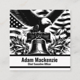 Bald Eagle American Flag Patriotic Business Card Quadratische Visitenkarte