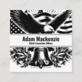 Bald Eagle American Flag Patriotic Business Card Quadratische Visitenkarte (Vorderseite)
