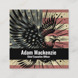 Bald Eagle American Flag Patriotic Business Card Quadratische Visitenkarte