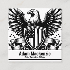 Bald Eagle American Flag Patriotic Business Card Quadratische Visitenkarte