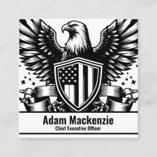 Bald Eagle American Flag Patriotic Business Card Quadratische Visitenkarte