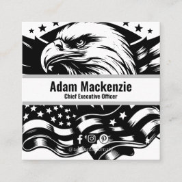 Bald Eagle American Flag Patriotic Business Card Quadratische Visitenkarte