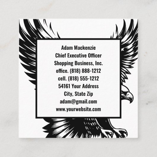Bald Eagle American Flag Patriotic Business Card Quadratische Visitenkarte (Rückseite)