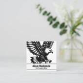 Bald Eagle American Flag Patriotic Business Card Quadratische Visitenkarte (Stehend Vorderseite)
