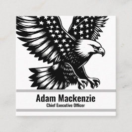 Bald Eagle American Flag Patriotic Business Card Quadratische Visitenkarte