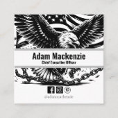 Bald Eagle American Flag Patriotic Business Card Quadratische Visitenkarte (Vorderseite)