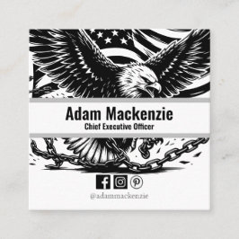 Bald Eagle American Flag Patriotic Business Card Quadratische Visitenkarte