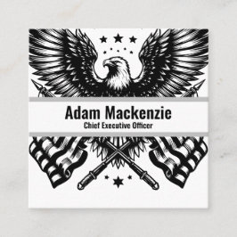 Bald Eagle American Flag Patriotic Business Card Quadratische Visitenkarte
