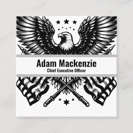 Bald Eagle American Flag Patriotic Business Card Quadratische Visitenkarte (Vorderseite)