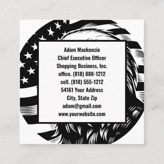 Bald Eagle American Flag Patriotic Business Card Quadratische Visitenkarte (Rückseite)