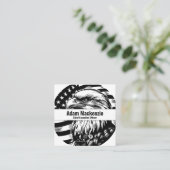 Bald Eagle American Flag Patriotic Business Card Quadratische Visitenkarte (Stehend Vorderseite)