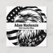 Bald Eagle American Flag Patriotic Business Card Quadratische Visitenkarte (Vorderseite)