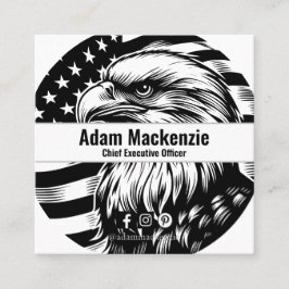 Bald Eagle American Flag Patriotic Business Card Quadratische Visitenkarte