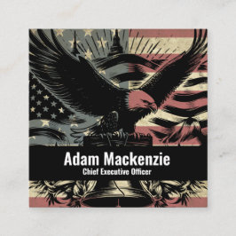Bald Eagle American Flag Patriotic Business Card Quadratische Visitenkarte