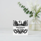 Bald Eagle American Flag Patriotic Business Card Quadratische Visitenkarte (Stehend Vorderseite)