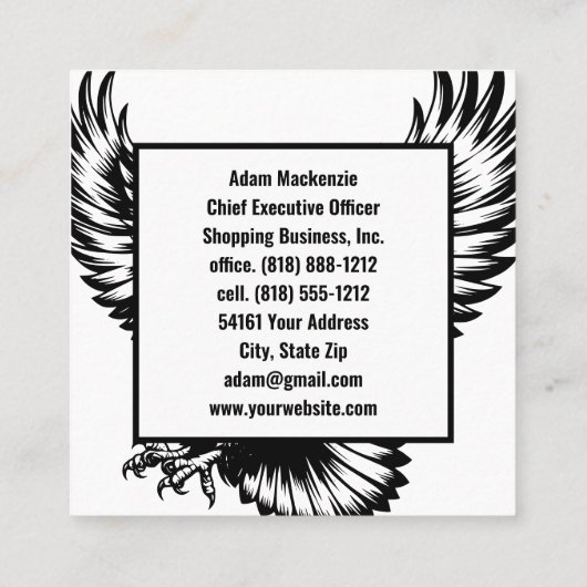 Bald Eagle American Flag Patriotic Business Card Quadratische Visitenkarte (Rückseite)