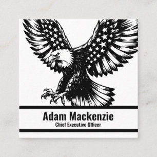 Bald Eagle American Flag Patriotic Business Card Quadratische Visitenkarte