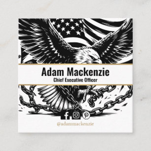 Bald Eagle American Flag Patriotic Business Card Quadratische Visitenkarte