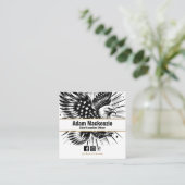 Bald Eagle American Flag Patriotic Business Card Quadratische Visitenkarte (Stehend Vorderseite)