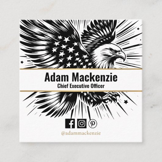 Bald Eagle American Flag Patriotic Business Card Quadratische Visitenkarte (Vorderseite)
