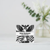 Bald Eagle American Flag Patriotic Business Card Quadratische Visitenkarte (Stehend Vorderseite)