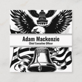 Bald Eagle American Flag Patriotic Business Card Quadratische Visitenkarte