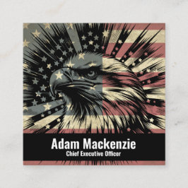 Bald Eagle American Flag Patriotic Business Card Quadratische Visitenkarte