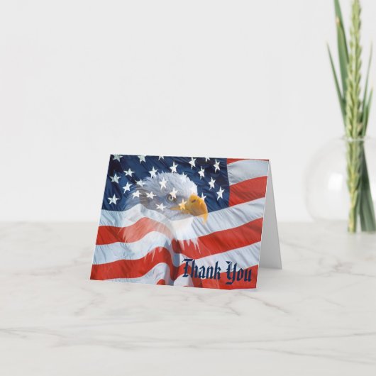 Bald Eagle American Flag Patriotic Note Card (Vorderseite)
