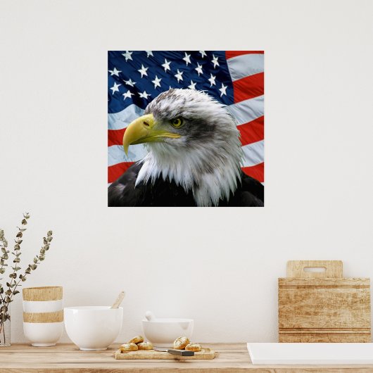 Bald Eagle American Flag Print Poster (Küche)
