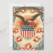 Bald Eagle American Flag Shield Fireworks Einladung (Vorderseite)