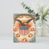 Bald Eagle American Flag Shield Fireworks Postkarte (Stehend Vorderseite)