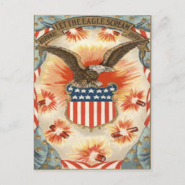 Bald Eagle American Flag Shield Fireworks Postkarte