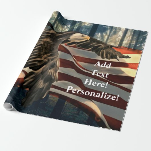 Bald Eagle American Flag Wrapping Paper Geschenkpapier (Ungerollt)