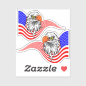 Bald Eagle American USA Flag Patriotische Kunst Aufkleber (Blatt)