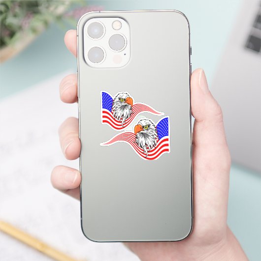 Bald Eagle American USA Flag Patriotische Kunst Aufkleber (Telefon)