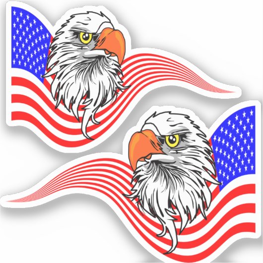 Bald Eagle American USA Flag Patriotische Kunst Aufkleber (Vorderseite)