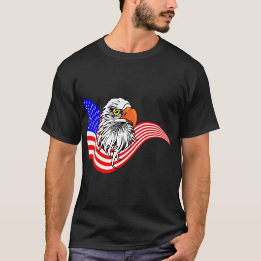 Bald Eagle American USA Flag Patriotische Kunst T-Shirt (Vorderseite)