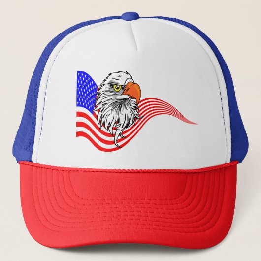 Bald Eagle American USA Flag Patriotische Kunst Truckerkappe (Vorderseite)