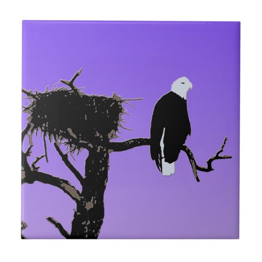 Bald Eagle at Sunset - Ursprüngliche Naturkunde Fliese (Vorderseite)