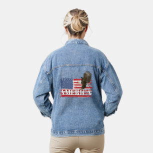 Bald Eagle auf amerikanischer Flagge Jeansjacke