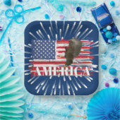 Bald Eagle auf amerikanischer Flagge Pappteller (Party)