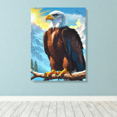 Bald Eagle auf Branch Canvas Print Leinwanddruck (Insitu (Holzboden))