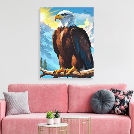 Bald Eagle auf Branch Canvas Print Leinwanddruck (Insitu (Wohnzimmer))