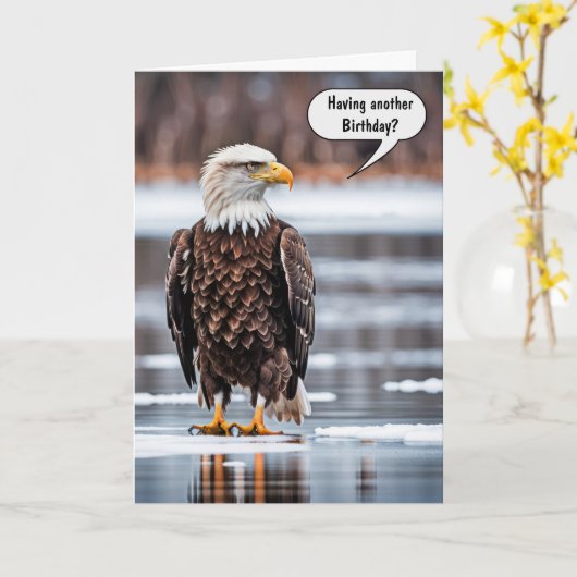 Bald Eagle auf Eisvogel Spaß Karte (Gelbe Blume)