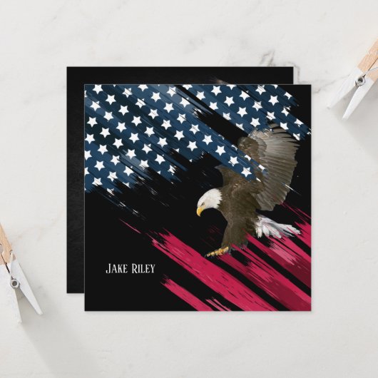Bald Eagle auf Flag Einladung (Vorderseite/Rückseite Beispiel)