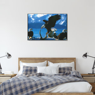 Bald Eagle auf log Wrapped Leinwanddruck