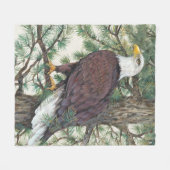 Bald Eagle auf Zweig Fleecedecke (Vorderseite (Horizontal))