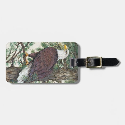 Bald Eagle auf Zweig Gepäckanhänger (Vorderseite horizontal)
