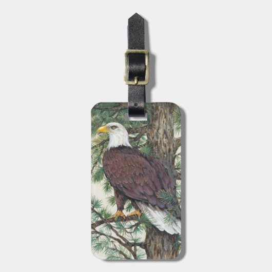 Bald Eagle auf Zweig Gepäckanhänger (Vorderseite vertikal)